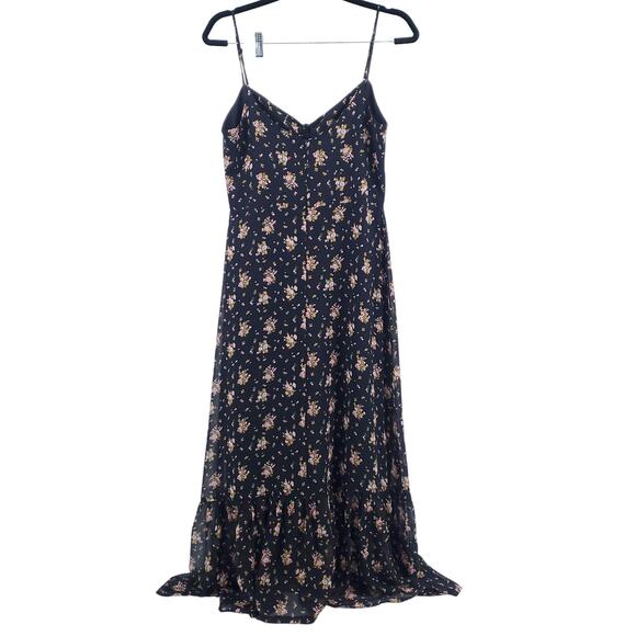 WAYF Retro Coq Y2k Babydoll Slip Dress Chiffon Floral TieKnot Lined Ruffle Hem M - Picture 7 of 16